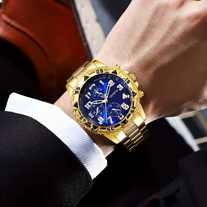 Vintage Men's Quartz Watch Set - 2 Pieces, Stainless Steel and Silicone, Casual and Business Styles